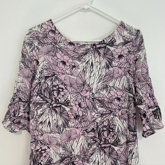 FRENCH CONNECTION Flight of Fancy Floral Ruffle Mini Dress Lilac Lavender Shift - Picture 6 of 16